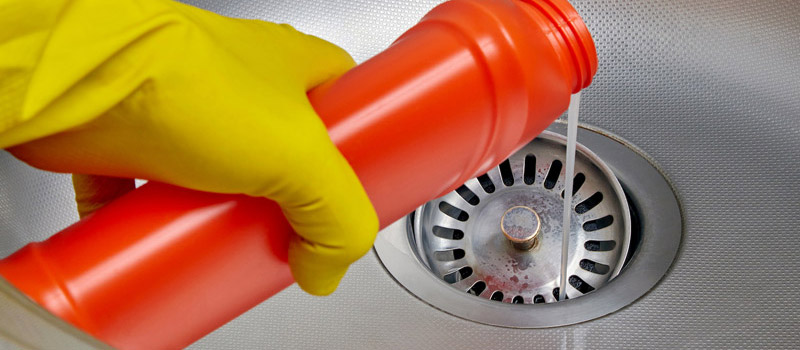 Drain cleaner being used in a sink