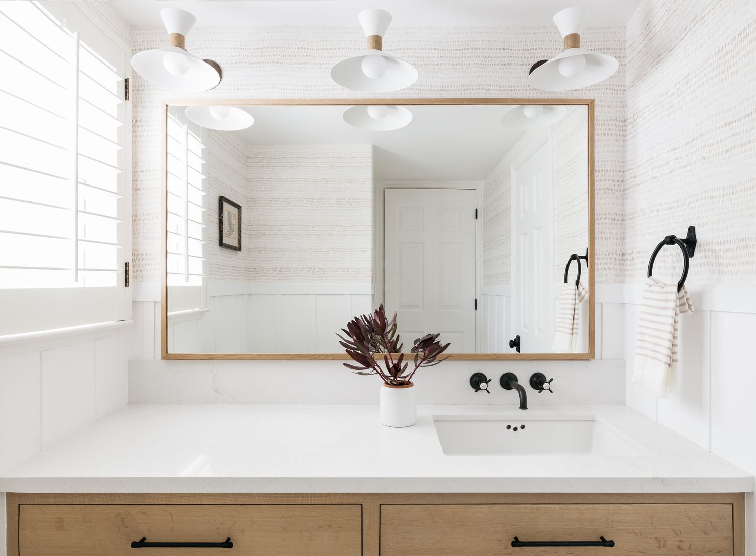 A modern bathroom with sleek, minimalistic features