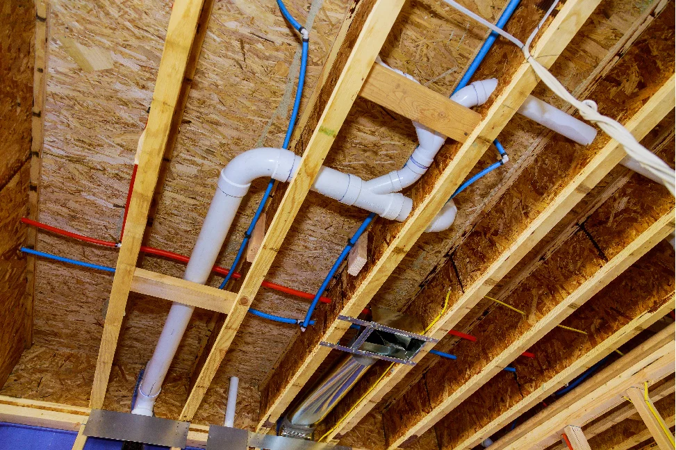 Water pipes on a ceiling