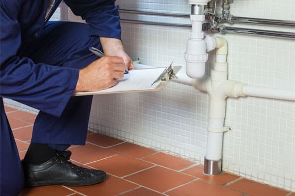 A plumber doing a plumbing inspection